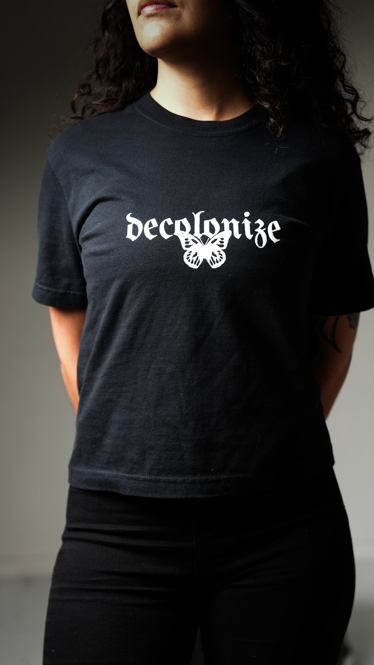 Decolonize Butterfly Boxy Tee | Black